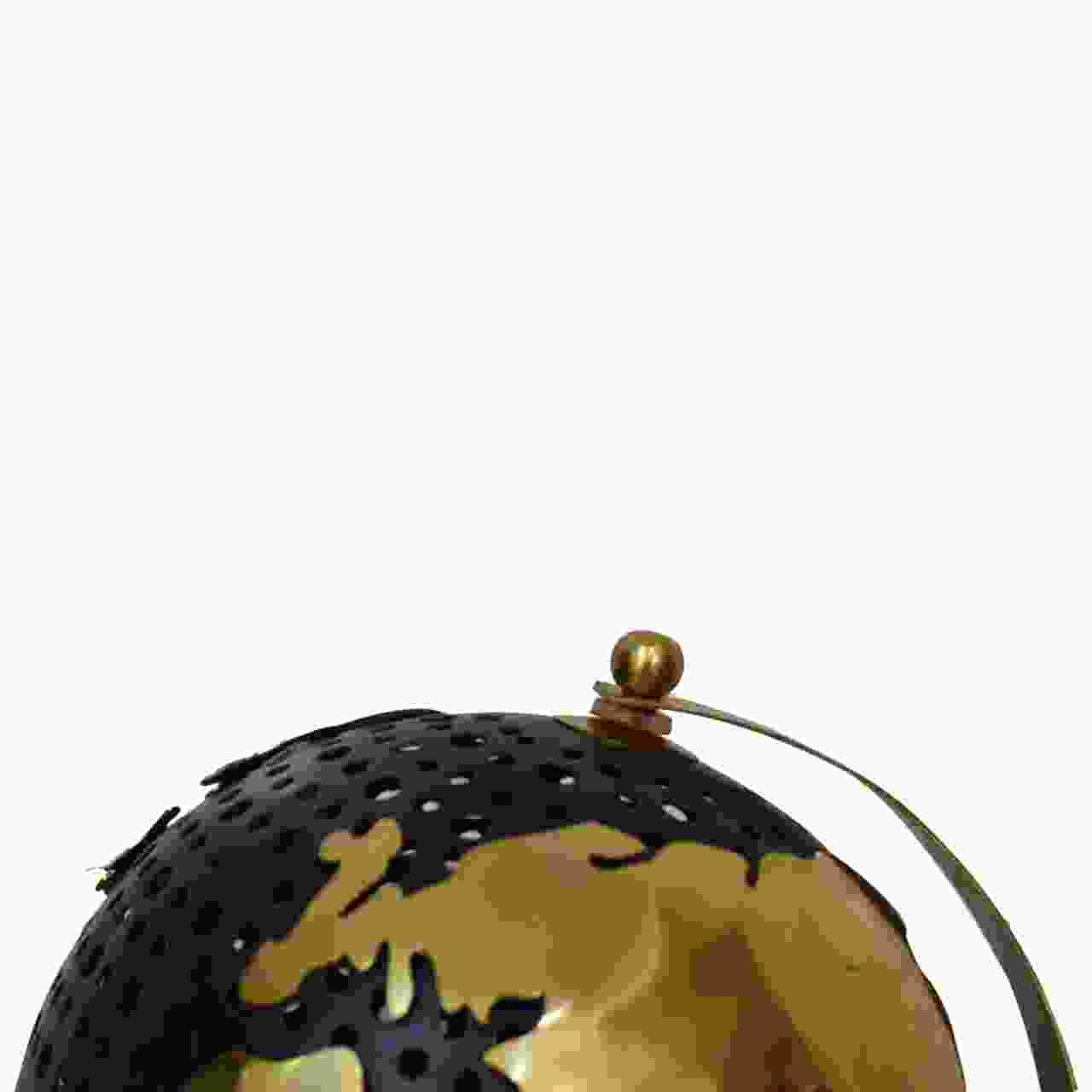 Schwarzer Globus mit goldenem Rahmen