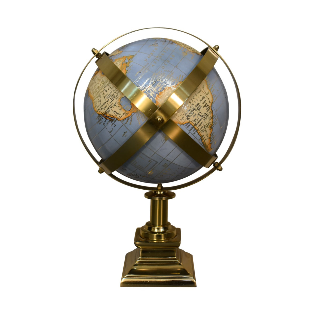 Grauer Globus mit goldenem Rahmen