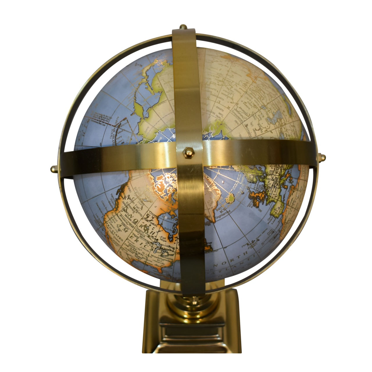Grauer Globus mit goldenem Rahmen