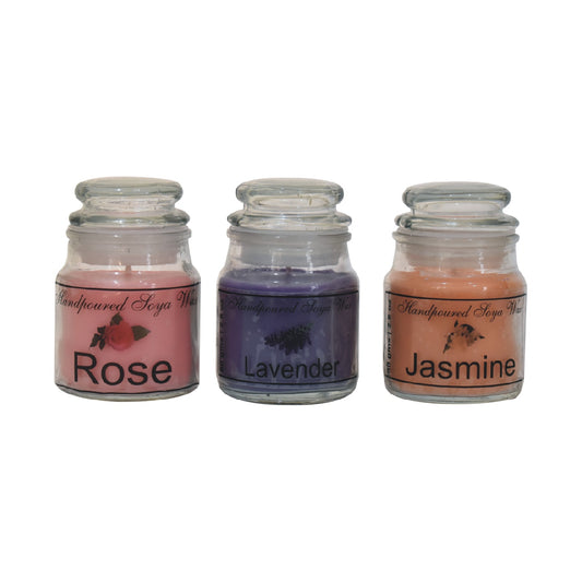 Sanduhrkerzen-Set mit 3 Stück (Rose, Lavendel, Jasmin)