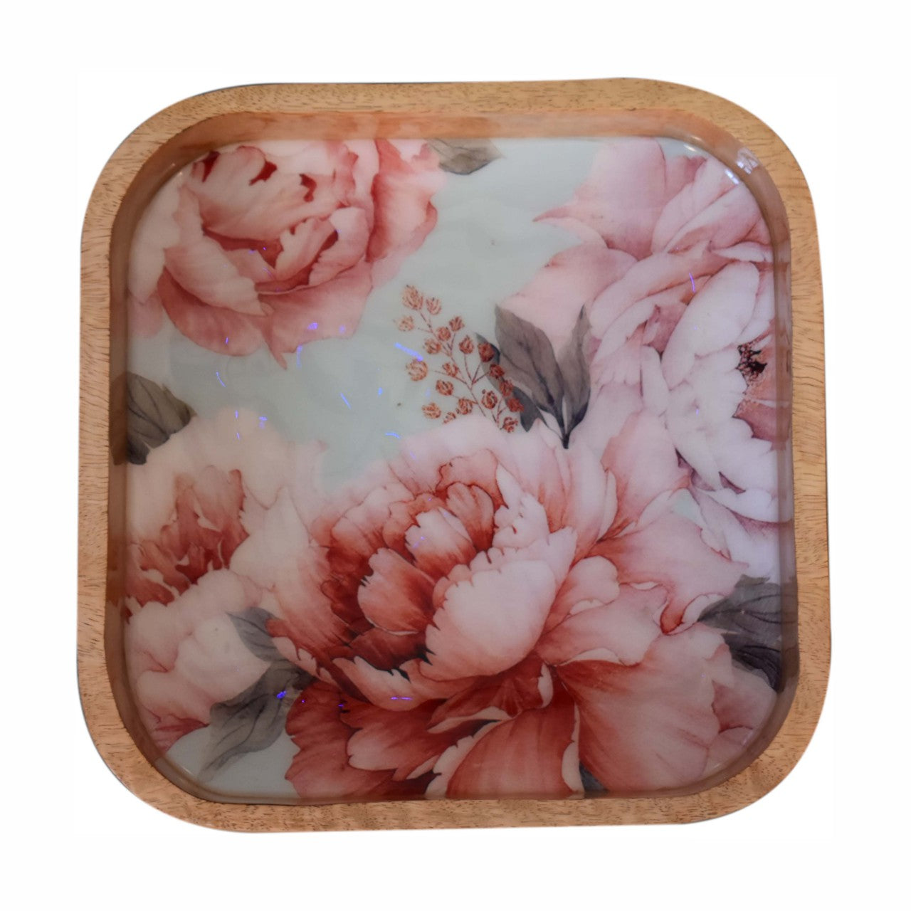 Quadratische Schüssel mit rosa Blumenmuster, 2er-Set