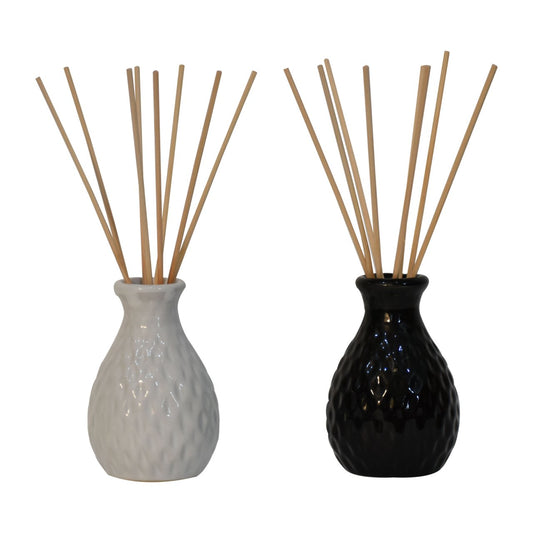 Schwarz-weißes Vasen-Red-Diffusor-Set (Lavendel &amp; Oudh)