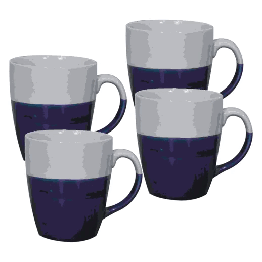 Weiße und blaue zweifarbige Tasse – 4er-Set
