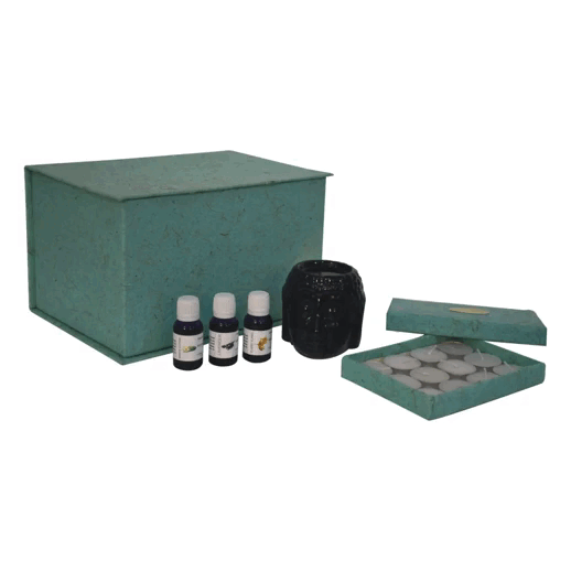 Black Buddha Ölbrenner-Set (Ylang Ylang, weißer Lotus, Lavendel)