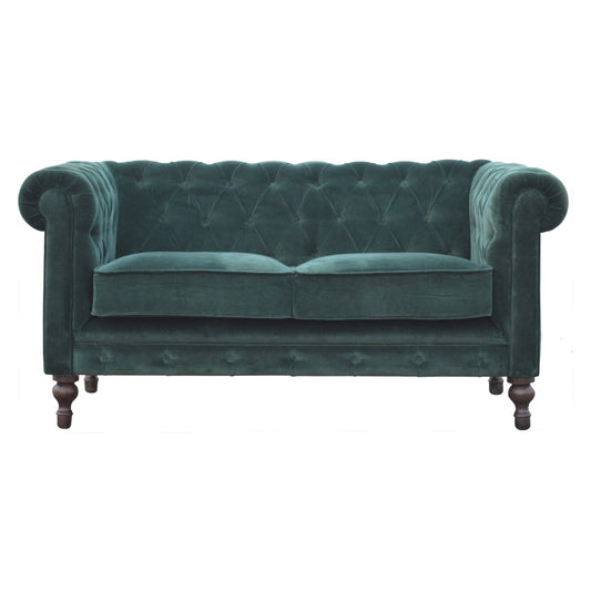 Smaragdgrünes Chesterfield-Sofa aus Samt