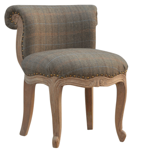 Kleiner französischer Stuhl aus Multi-Tweed