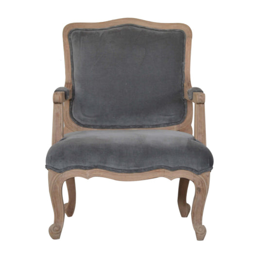 Chaise de style français en velours gris