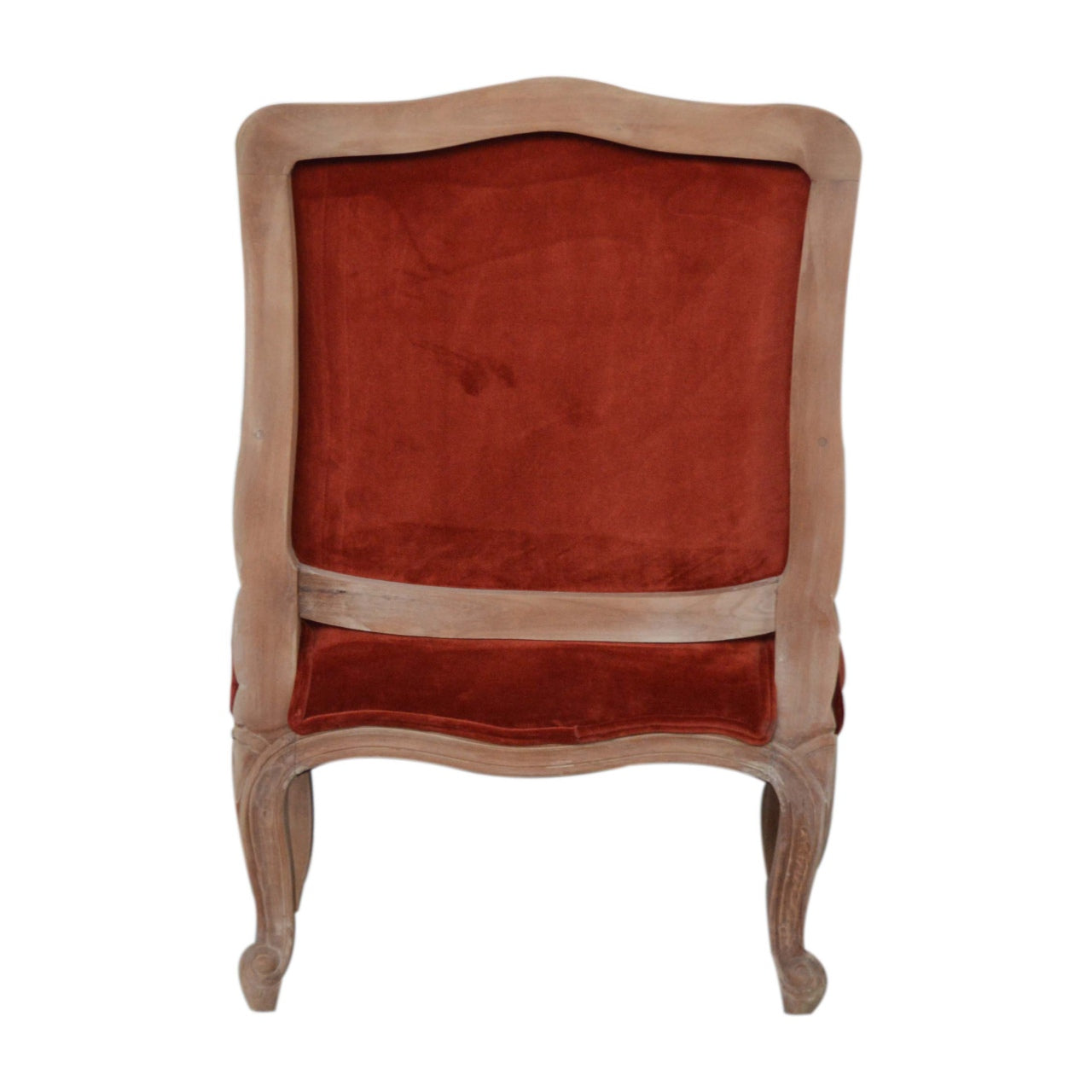 Chaise de style français en velours rouge brique