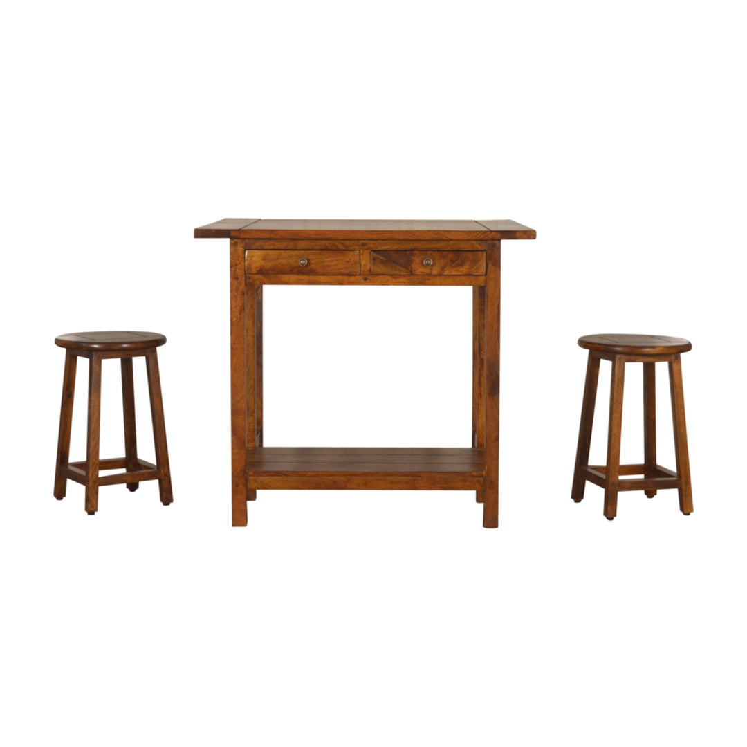 Chestnut Breakfast Table With 2 Stools
