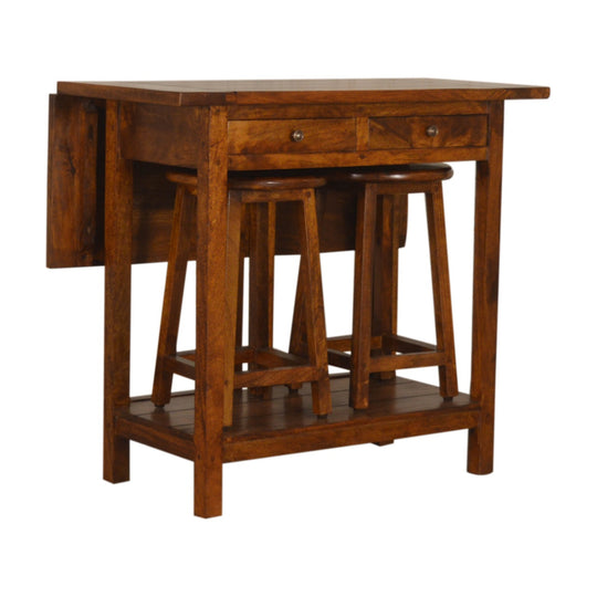 Chestnut Breakfast Table With 2 Stools