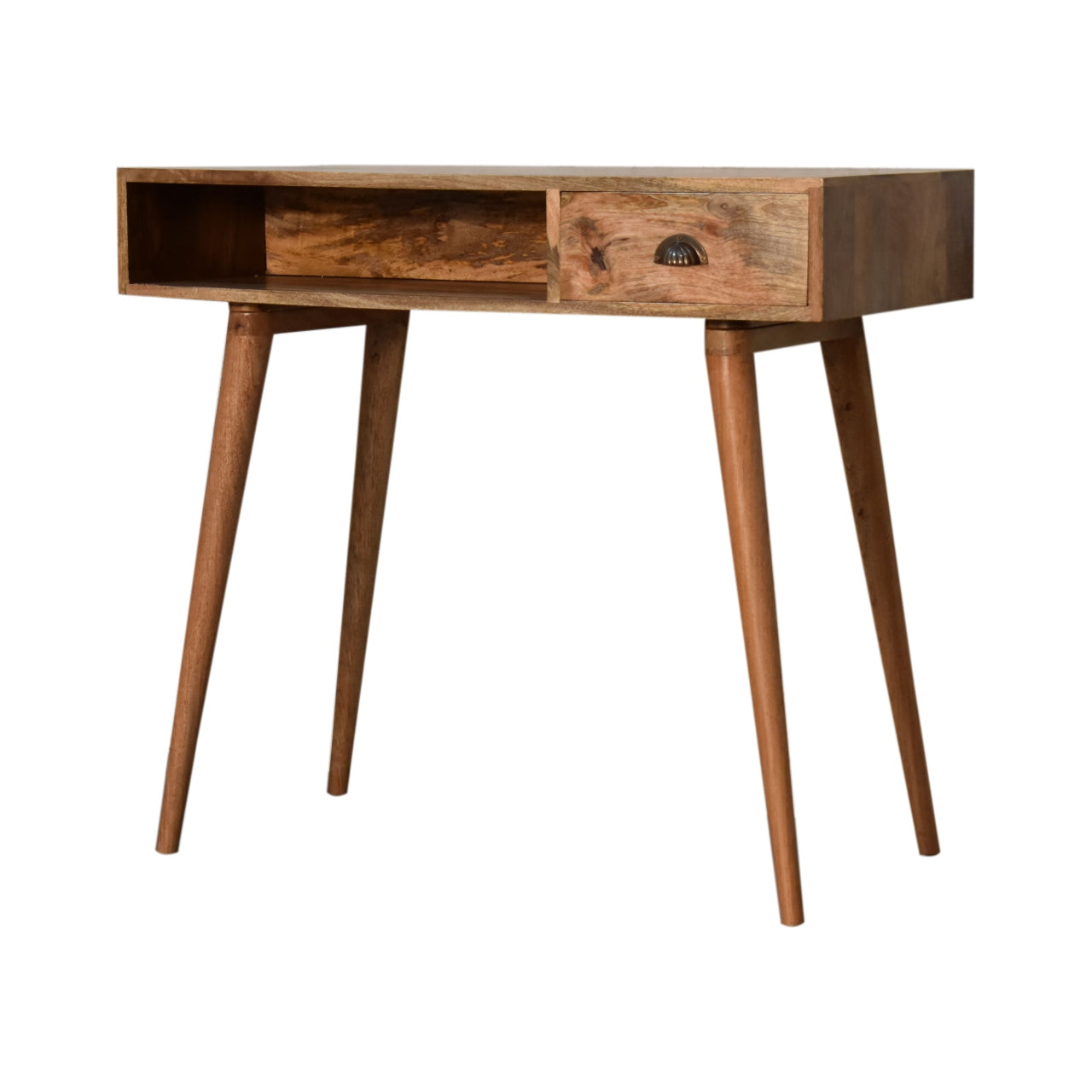 Schreibtisch aus Massivholz mit offenem Schlitz und Kabelzugang