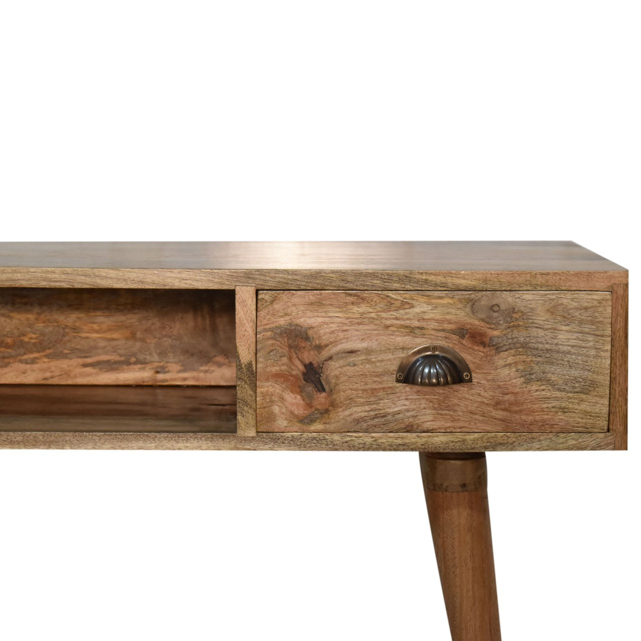 Schreibtisch aus Massivholz mit offenem Schlitz und Kabelzugang
