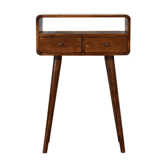 Mini Chestnut Curved Console Table
