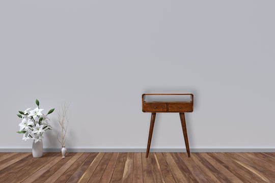 Mini Chestnut Curved Console Table