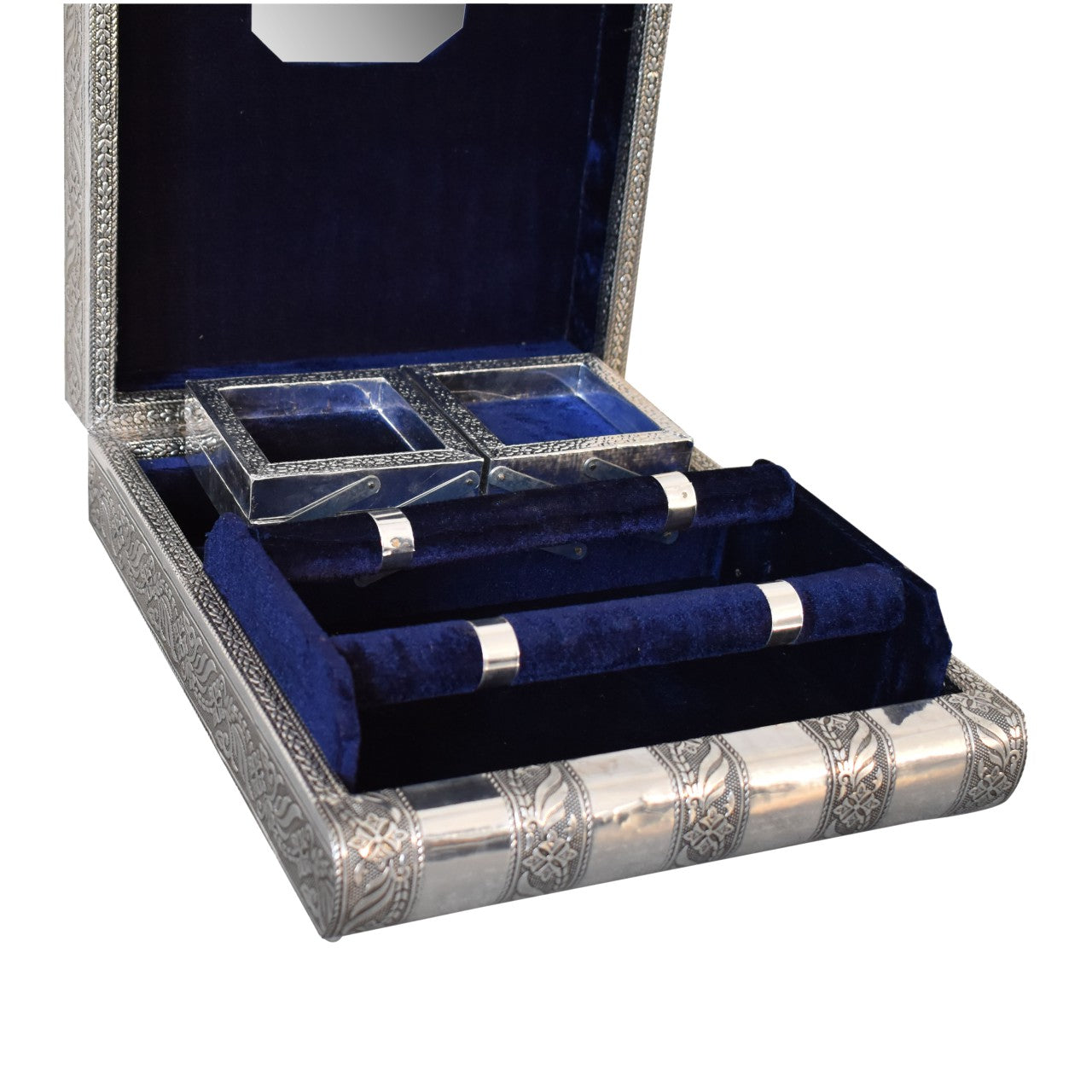 Boîte à bijoux double bleu marine