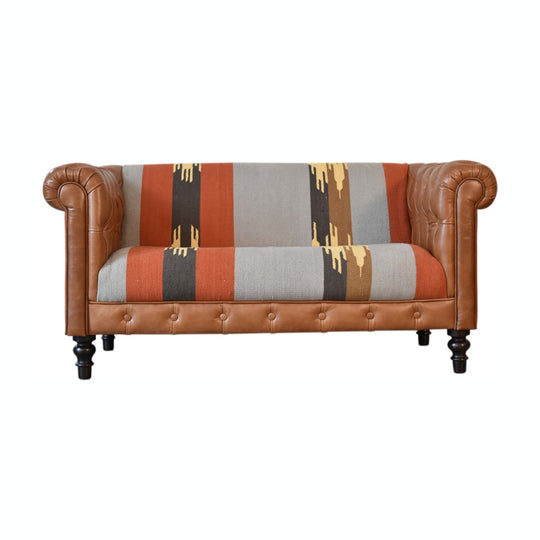 Durrie & Leather Mixed Sofa