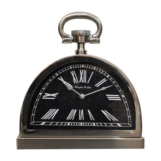 Horloge de table noire et chromée