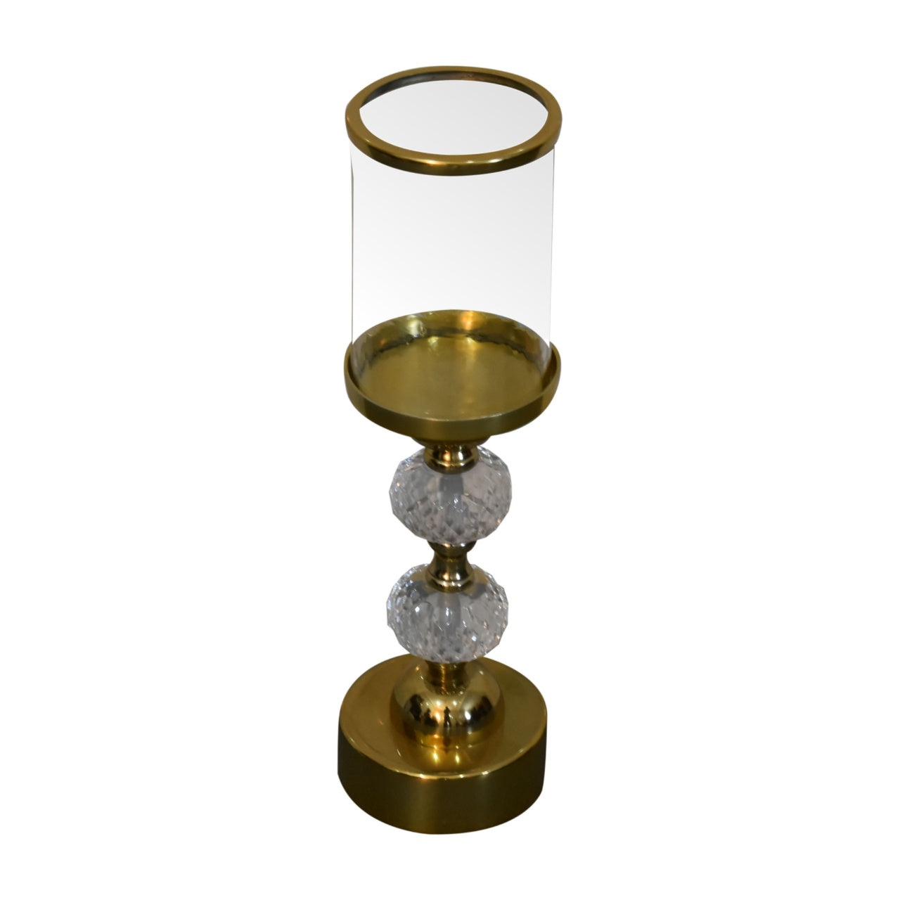 Bubble Metal and Glass Candle Holder Set