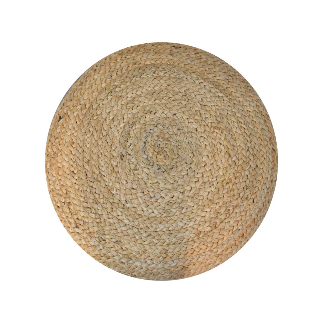 Jute Pouffe with Green Band