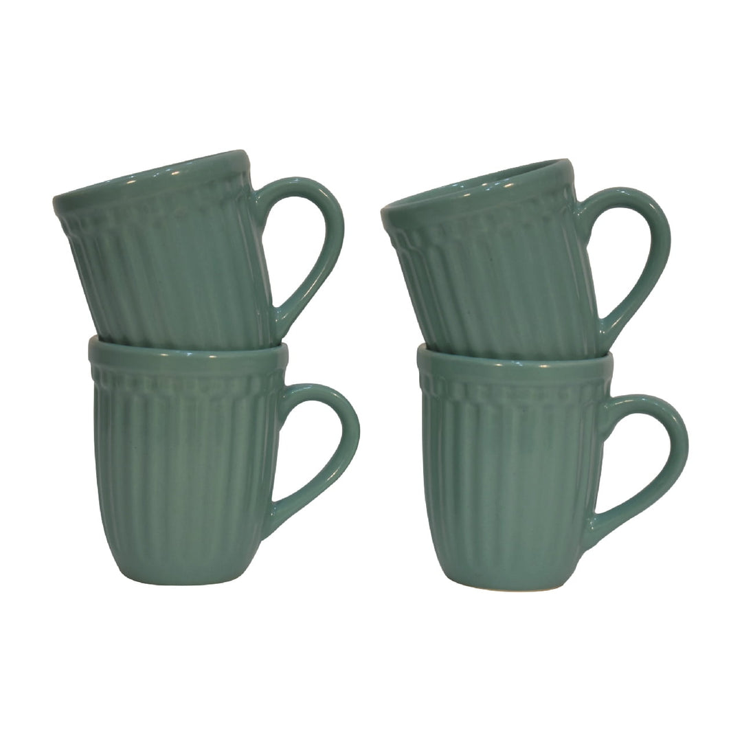 Sea Green Ribbed Mug Set of 4