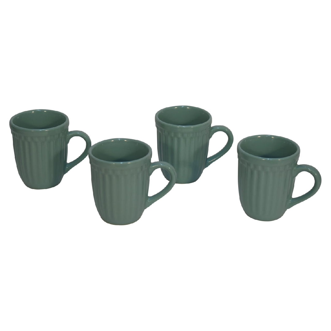 Sea Green Ribbed Mug Set of 4
