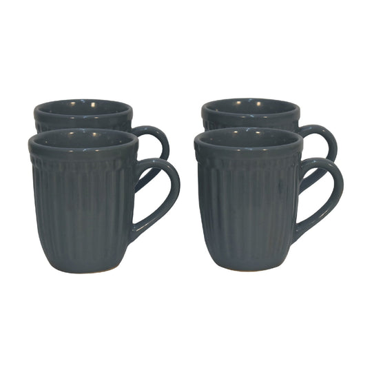 Charcoal Grey Ribbed Mug Set of 4
