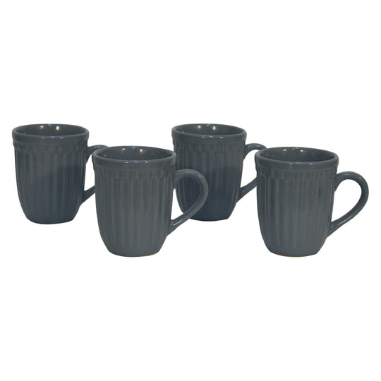 Charcoal Grey Ribbed Mug Set of 4