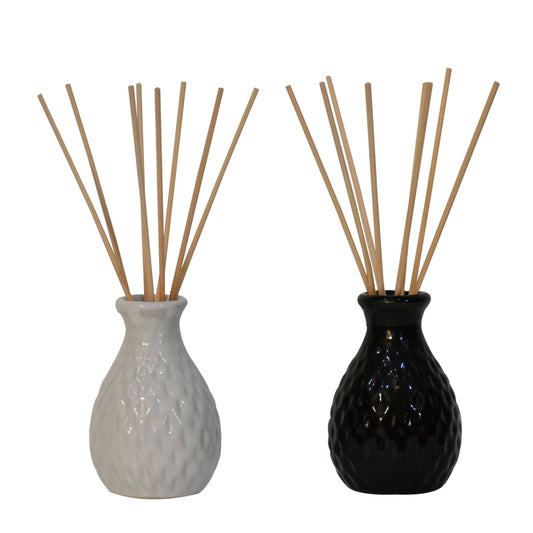 Black and White Vase Reed Diffuser Set (Lemon Grass & Summer Tides)