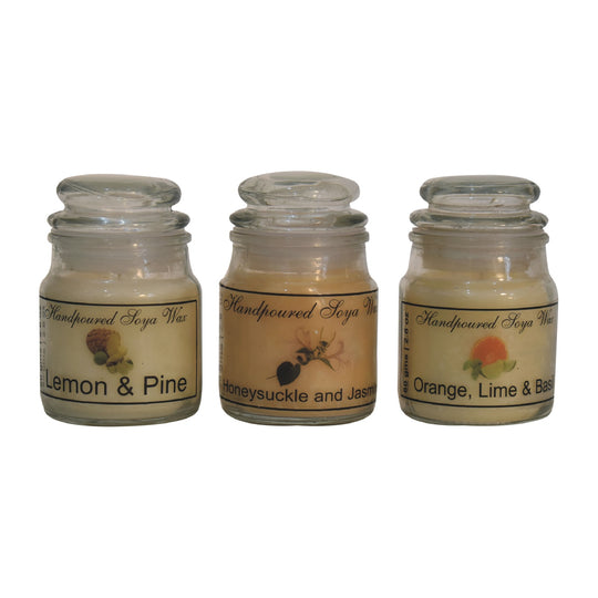 Hourglass Candle Set of 3 (Lemon & Pine, Honeysuckle & Jasmine and Orange, Lime & Basil)