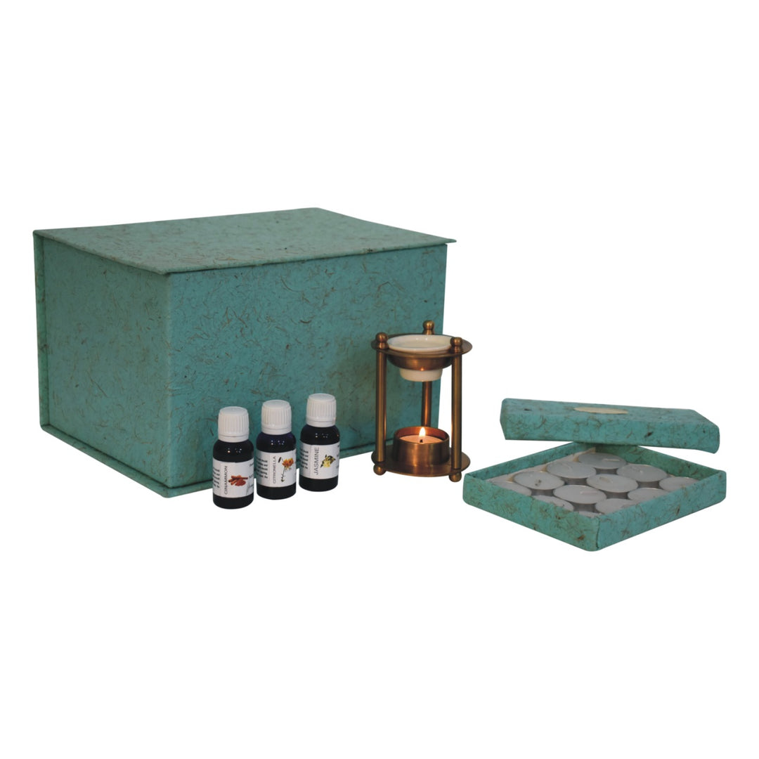 Brass Antique Oil Burner Set (Jasmine, Cinnamon, Citronella)