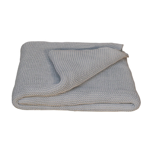 Double Bed Size Light Blue Knitted Throw