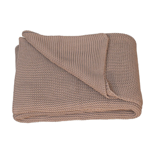 Double Bed Size Beige Knitted Throw