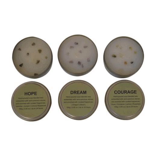 Candle Stone Jar Set of 3 (Courage, Dream, Hope)