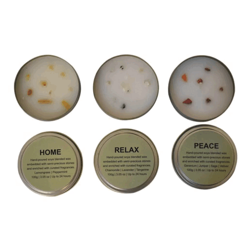 Candle Stone Jar Set of 3 (Home, Peace, Relax)