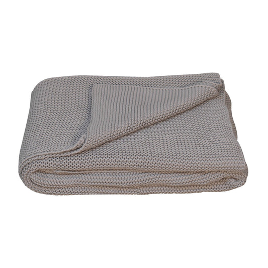 Grey Knitted Throw - Double Bed Size