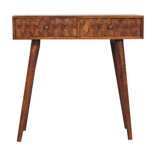 Chestnut Pineapple Carved Console Table