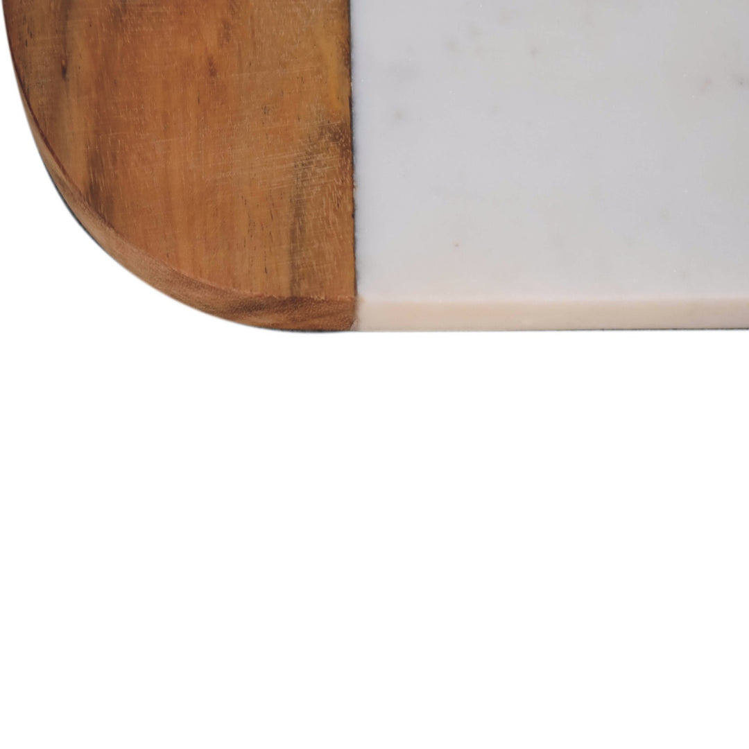 White Marble and Wood Chopping Board
