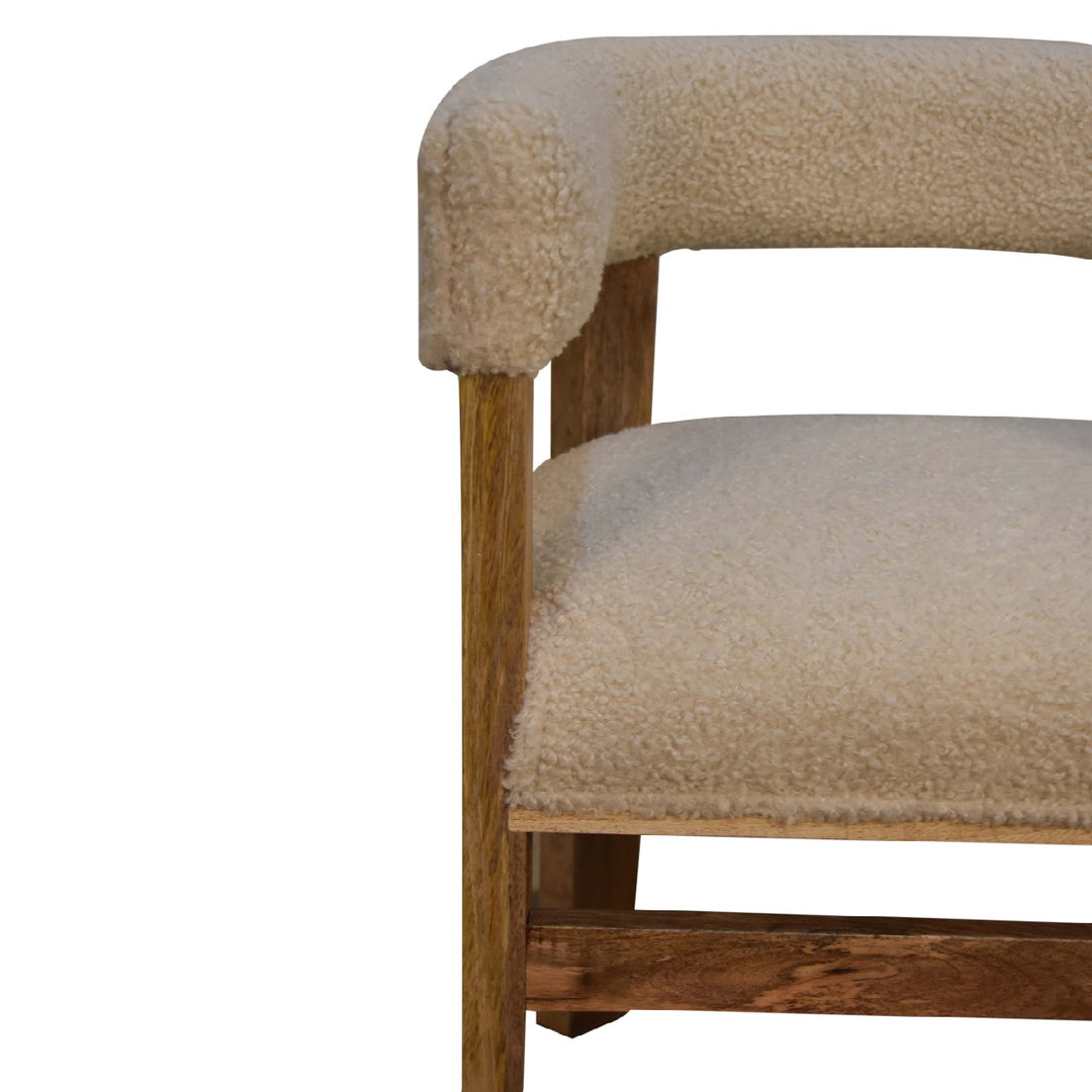 Bouclé Cream Solid Wood Chair