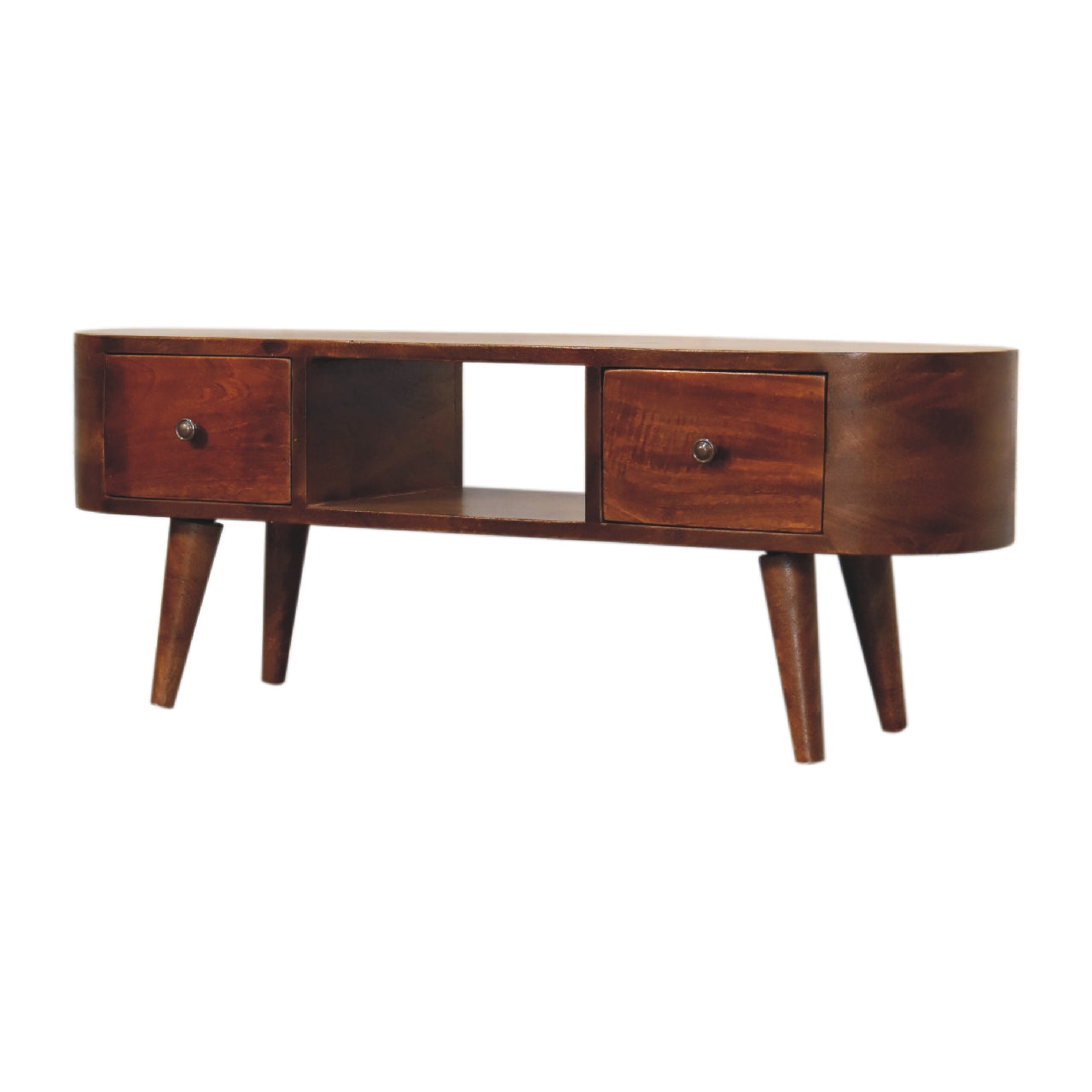 Chestnut Rounded Media Unit with Open Slot