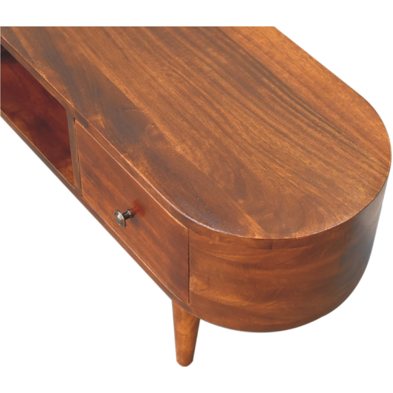 Chestnut Rounded Media Unit with Open Slot