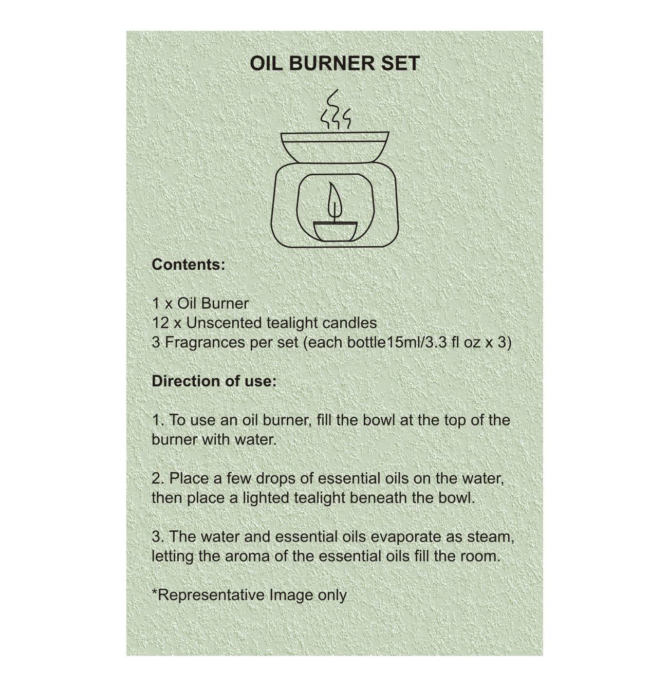 Black Buddha Oil Burner Set (Jasmine, Cinammon, Citronella)