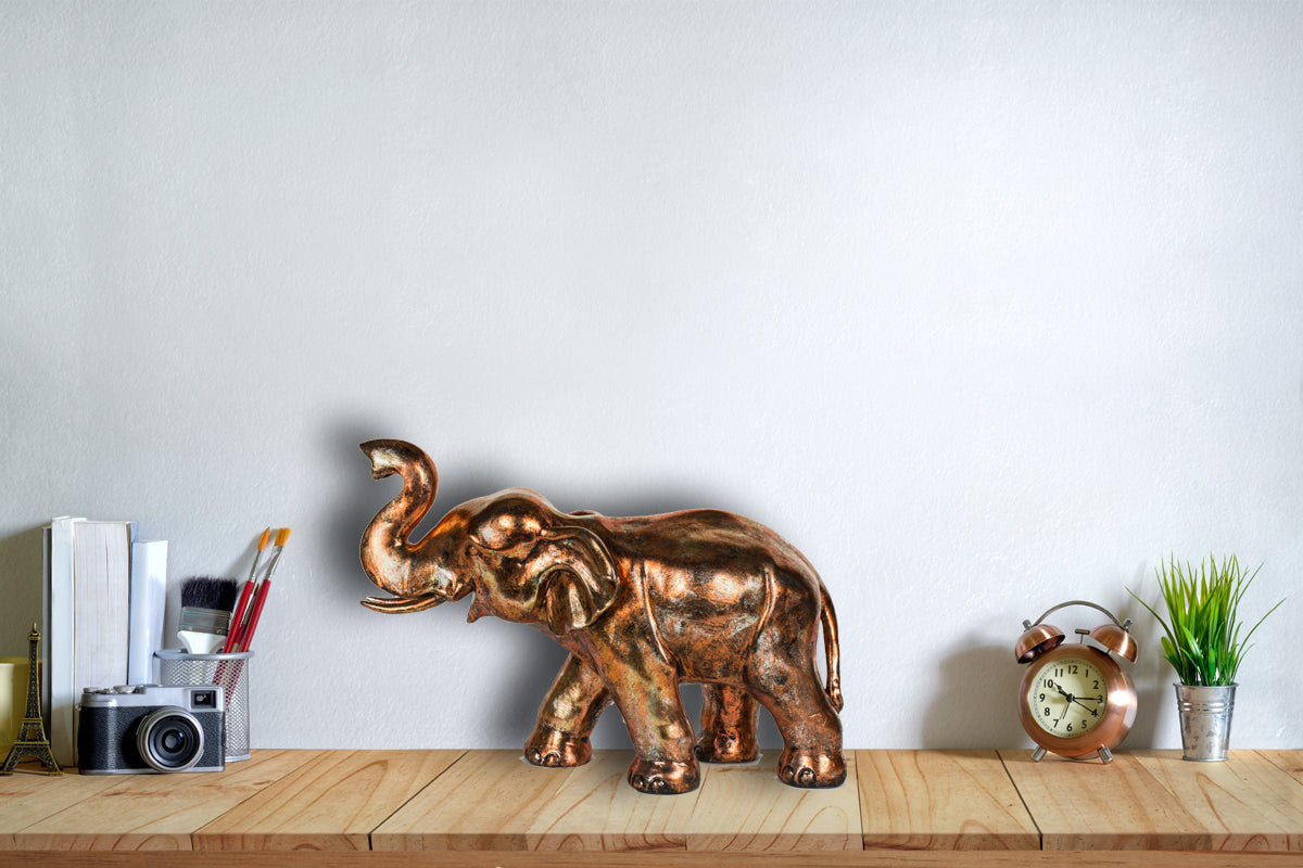 Grande figurine d'éléphant finition cuivre