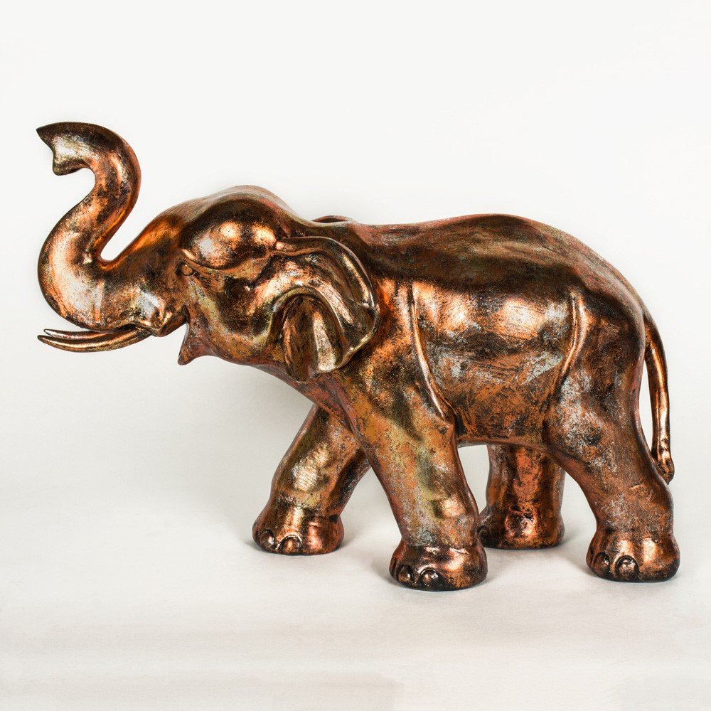 Copper Finish Large Elephant Figurine