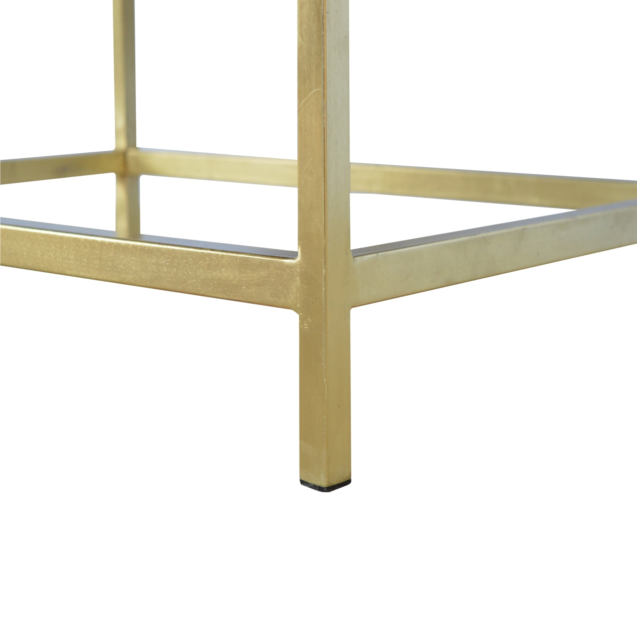 Table basse rectangulaire avec base dorée
