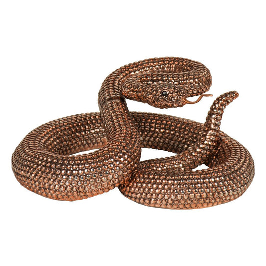 Figurine de serpent à sonnette enroulé en bronze